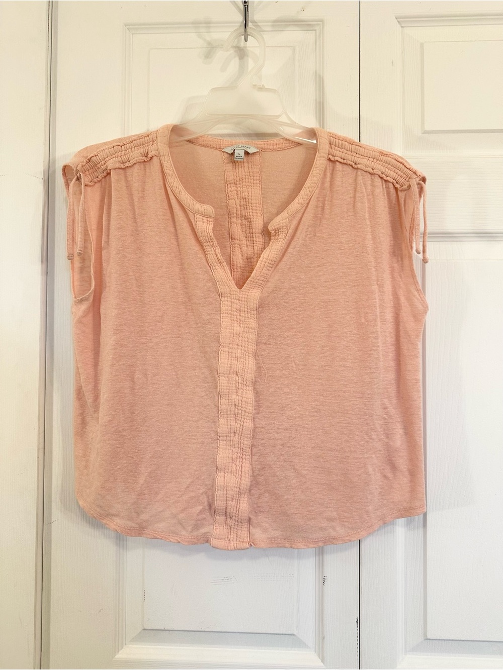 Lucky Brand Linen Blend Split-Neck Top